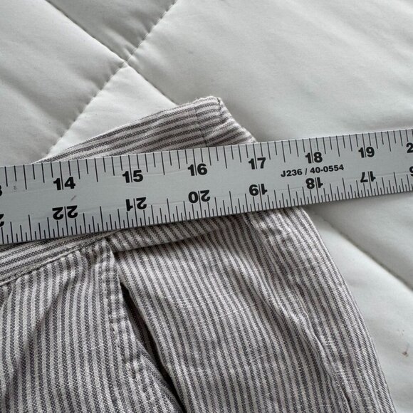 Soft Surroundings Gray Striped Wide Leg Linen Cropped Pants Size Large Lagenlook - Picture 5 of 15